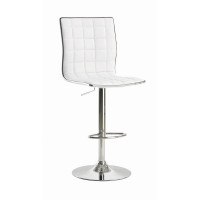 Coaster Furniture 122089 Upholstered Adjustable Bar Stools White and Chrome (Set of 2)